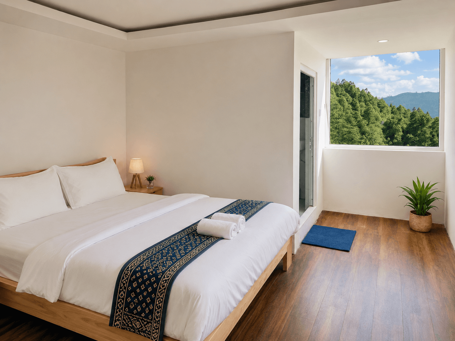 Single bed room with forest view